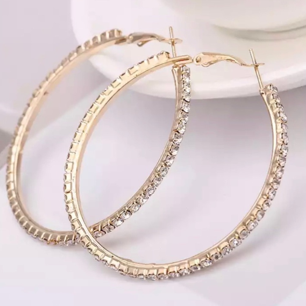 Big Hoop Crystal Earrings - Picture 9 of 13